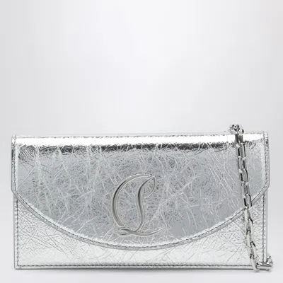 Christian Louboutin Loubi54 Silver Laminated Clutch Bag In Metallic