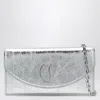 Christian Louboutin Loubi54 Silver Laminated Leather Clutch Bag Women
