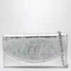 Christian Louboutin Loubi54 Silver Laminated Leather Clutch Bag Women