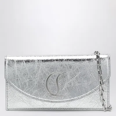 CHRISTIAN LOUBOUTIN CHRISTIAN LOUBOUTIN LOUBI54 SILVER LAMINATED LEATHER CLUTCH BAG