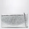 Christian Louboutin Loubi54 Silver Laminated Leather Clutch Bag Women