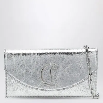 Christian Louboutin Loubi54 Silver Laminated Leather Clutch Bag