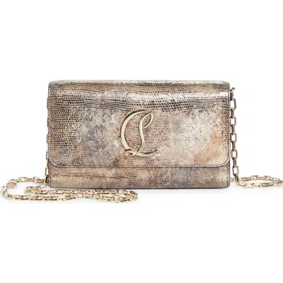 Christian Louboutin Loubi54 Sirene Snakeskin Embossed Metallic Leather Wallet On Chain