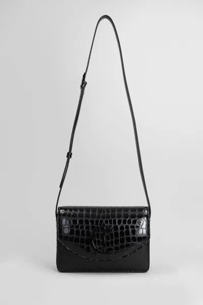 CHRISTIAN LOUBOUTIN LOUBI54 SMALL SHOULDER BAG IN BLACK LEATHER