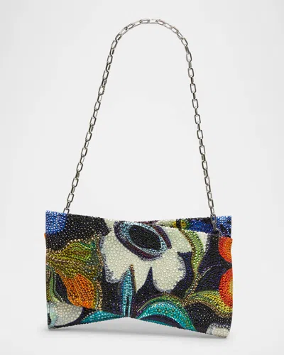 Christian Louboutin Loubi54 Small Shoulder Bag In Flower Strass Naplak Leather