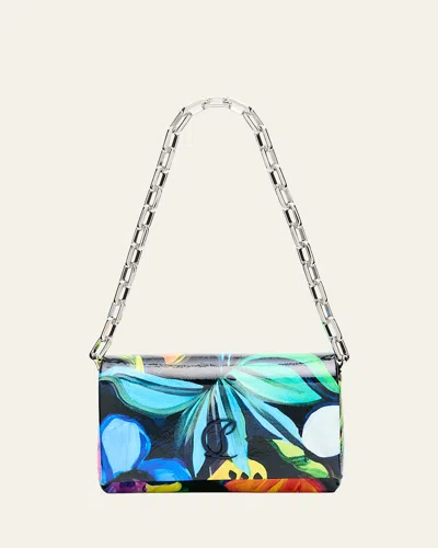 Christian Louboutin Loubi54 Small Shoulder Bag In Flower Strass Naplak Leather