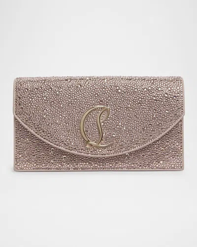 Christian Louboutin Loubi54 Strass Flap Clutch Bag In Neutral