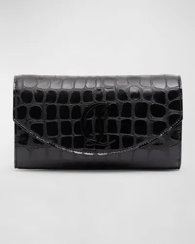 CHRISTIAN LOUBOUTIN LOUBI54 WALLET ON CHAIN IN ALLIGATOR EMBOSSED LEATHER