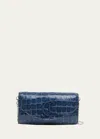 Christian Louboutin Loubi54 Wallet On Chain In Alligator Embossed Leather In Denim