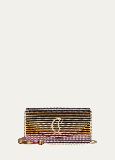 Christian Louboutin Loubi54 Wallet On Chain In Strass Crepe Satin In Gold