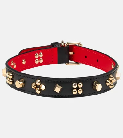 Christian Louboutin Loubicollar Embellished Leather Dog Collar