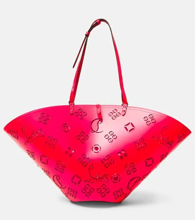 Christian Louboutin Loubifever Medium Patent Leather Tote Bag In Fluo Pink/fluo Pink