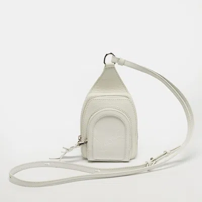 Pre-owned Christian Louboutin Loubifunk Mini White Leather Crossbody Bag