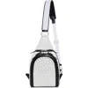 Christian Louboutin Loubifunk Spike Panel Calfskin Sling/crossbody In White-black/ White/ White