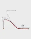 Christian Louboutin Loubigirl Metallic Red Sole Ankle-strap Sandals In Silver