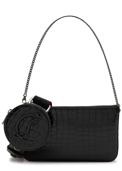 Christian Louboutin Loubila Crocodile-effect Leather Cross-body Bag In Black