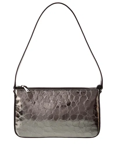 Christian Louboutin Loubila Embossed Leather Clutch In Silver