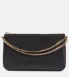 Christian Louboutin Loubila Leather Clutch In Black/loubi/black