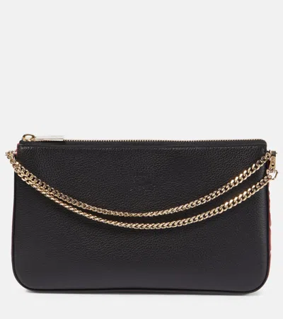 Christian Louboutin Loubila Leather Clutch In Black/loubi/black