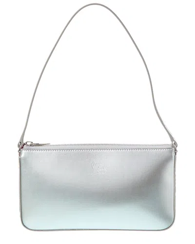 Christian Louboutin Loubila Leather Pouch In Silver