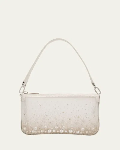 Christian Louboutin Loubila Mini Mesh Embellished Shoulder Bag In Bianco Crystal