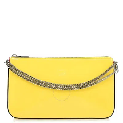 Christian Louboutin Loubila Patent Leather Pouch With Chain In Yellow