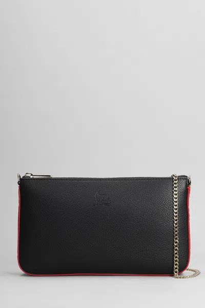 Christian Louboutin Loubila Rubber-trimmed Textured-leather Shoulder Bag In Black