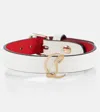 Christian Louboutin Cl Logo Leather Bracelet In Bianco/gold