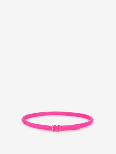 Christian Louboutin Loubispikes Rubber Belt In Fuchsia Pink