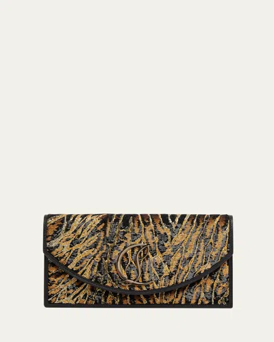 CHRISTIAN LOUBOUTIN LOUBIN54 OCELOT SEQUINED SATIN CLUTCH BAG