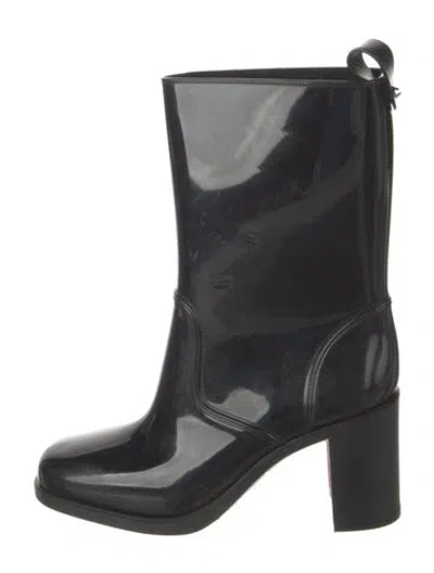 Pre-owned Christian Louboutin Loubirain 70 Spike Accents Rain Boots In Black