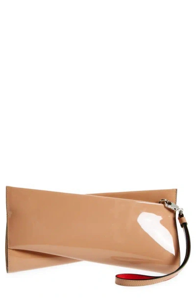 Christian Louboutin Loubitwist Patent Leather Clutch In Blush