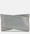 Christian Louboutin Loubitwist Small Crystal-embellished Suede Clutch In Plata/crystal Ab