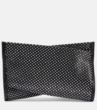 Christian Louboutin Loubitwist Small Embellished Leather Clutch In Black