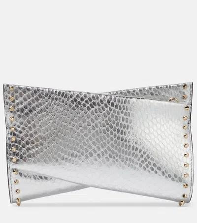Christian Louboutin Loubitwist Small Leather Clutch In Metallic