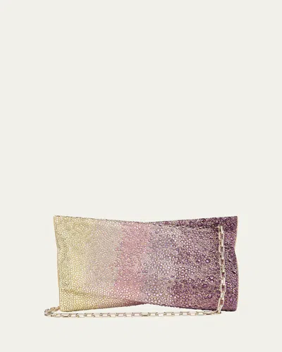 Christian Louboutin Loubitwist Small Strass Suede Clutch Bag In Multi
