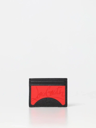 Christian Louboutin Louboutin Kios Christian Credit Card Holder In Grained Leather In Black