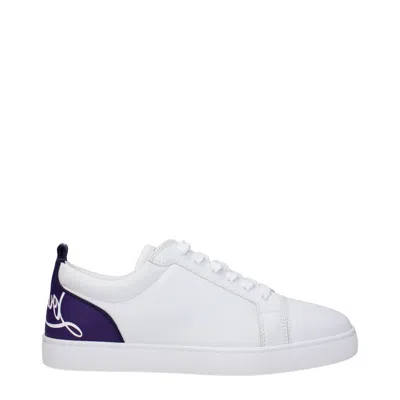 Christian Louboutin Louboutin Sneakers Fun Louis Junior Mens Leather White/jacaranda