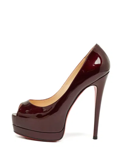 Pre-owned Christian Louboutin Louboutins Open-toe Leather Pumps In Red
