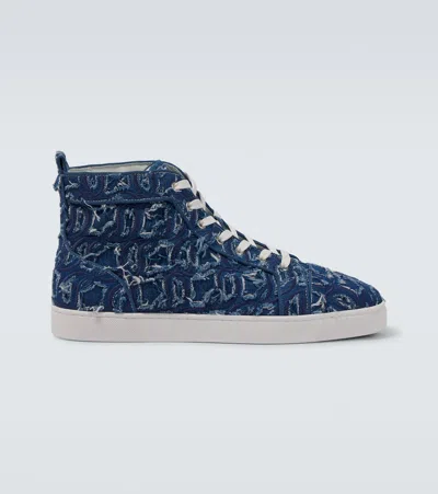 Christian Louboutin Louis Denim High-top Sneakers In Blue