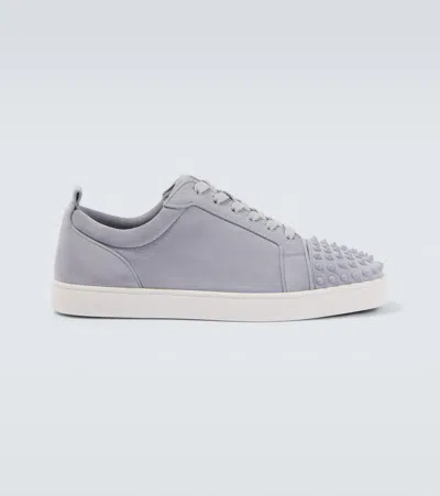 Christian Louboutin Louis Embellished Suede Sneakers In Gray