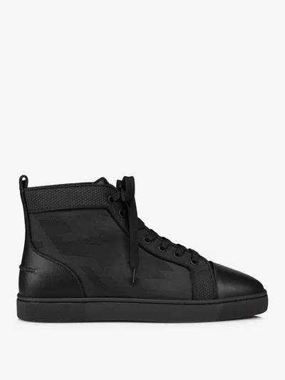 Christian Louboutin Louis Jacquard Leather Sneakers In Black