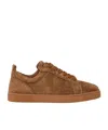 Christian Louboutin Louis Junior Suede Sneakers With Eyelet Detailing In Brown