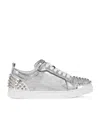 Christian Louboutin Viera Stud-embellished Glittered Sneakers In Silver