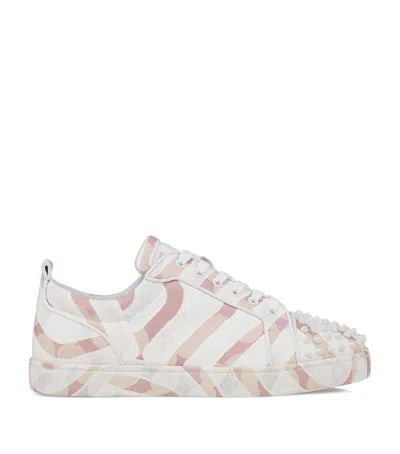 Christian Louboutin Louis Junior Spikes Canvas Sneakers In White