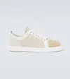 Christian Louboutin Louis Junior Spikes Canvas Sneakers In Neutrals