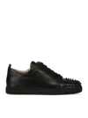 Christian Louboutin Louis Junior Spikes Cap-toe Leather Sneakers In Black