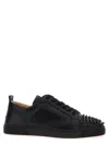 Christian Louboutin Louis Junior Spikes Cap-toe Leather Sneakers In Black