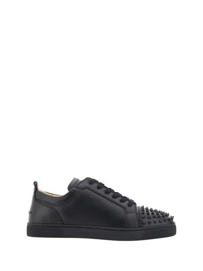 Christian Louboutin Louis Junior Spikes Flat Sneakers In Black/black