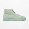 CHRISTIAN LOUBOUTIN LOUIS JUNIOR SPIKES HIGH-TOPS TURQUOISE SUEDE